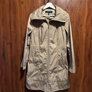 Cole Haan Women's Packable Hooded Raincoat Champagne Style 356MP183 size M 8-10